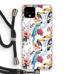 Bloemen tukan: Pixel 4 Transparant Hoesje met koord