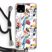 Bloemen tukan: Pixel 4 Transparant Hoesje met koord