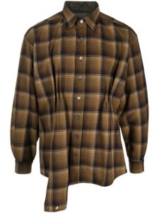 Maison Margiela x Pendleton asymmetric plaid wool shirt - Marron