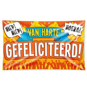 Gevelvlag Gefeliciteerd - 100 x 150 cm - polyester - verjaardag vlag - versiering