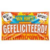 Gevelvlag Gefeliciteerd - 100 x 150 cm - polyester - verjaardag vlag - versiering