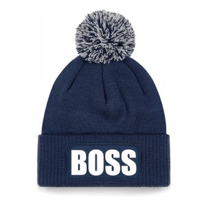 Boss muts/beanie met pompon - onesize - unisex - navy