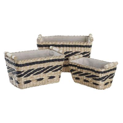 Basket spelset DKD Home Decor Grijs Natuurlijk Natuurlijke Vezel 38 x 26 x 24 cm 3 Onderdelen