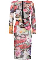 Philipp Plein robe Love Flowers à coupe mi-longue - Noir - thumbnail