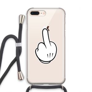 Middle finger white: iPhone 8 Plus Transparant Hoesje met koord