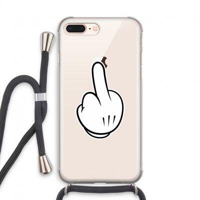 Middle finger white: iPhone 8 Plus Transparant Hoesje met koord