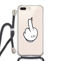 Middle finger white: iPhone 8 Plus Transparant Hoesje met koord