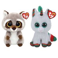 Ty - Knuffel - Beanie Boo's - Racoon & Christmas Unicorn - thumbnail
