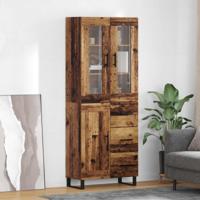 Hoge kast met lade 2 pcs Oud Hout Geengineerd Hout en Glas