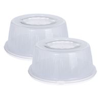 2x stuks ronde taart/gebak bewaardoos transparant 32 x 14.5 cm met witte bodem