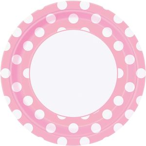 Feestbordjes Roze Met Stippen - 8 Stuks