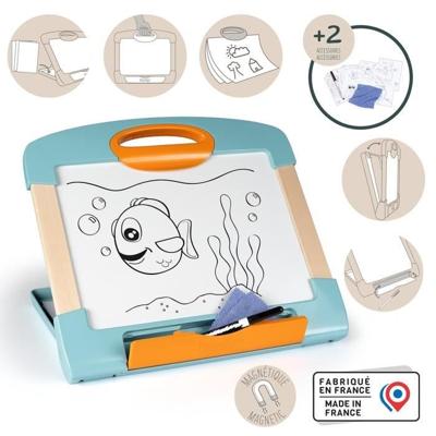 Smoby - Draagbare lei - 3 verschillende toepassingen - Inclusief: 1 uitwisbare marker, 4 kleurpagina's en 1 doekje - Made in France