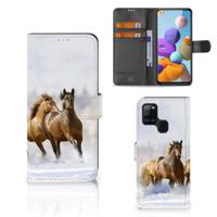 Samsung Galaxy A21s | Telefoonhoesje | Met pasjeshouder | Paarden