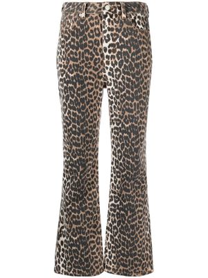 GANNI jean Betzy crop à motif léopard - Tons neutres