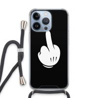 Middle finger black: iPhone 13 Pro Transparant Hoesje met koord