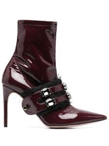 HARDOT bottines en cuir verni à ornements en cristal - Rouge