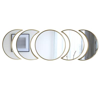 Home Deco Factory spiegel set - 5x stuks - d26 cm - maanvorm - kunststof