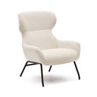 Kave Home - Belina-fauteuil van wit bouclé en zwarte staal FSC 100%