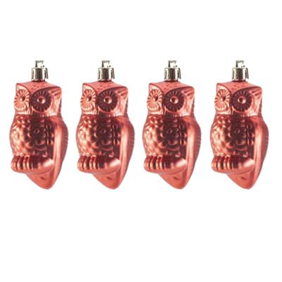Kersthangers 4x - uilen - rood - 9 cm - kerstversiering Kersthangers 4x - uilen - rood - 9 cm - kerstversiering