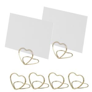 Chaks Plaats/naamkaart houder - hart vorm - 48x - goud - bruiloft tafelschikking