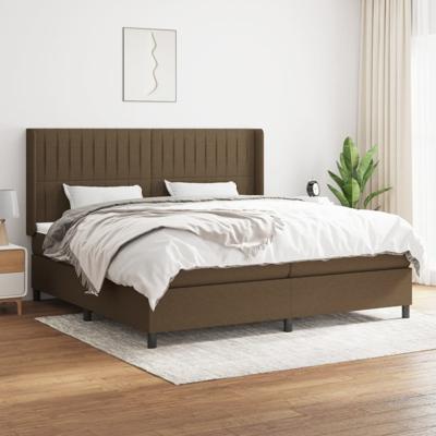 Boxspring met matras stof donkerbruin 200x200 cm