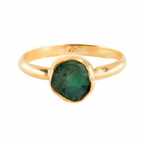 Geboortesteen Ring Ruwe Smaragd Mei - 925 Zilver Verguld - thumbnail