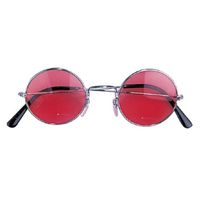 Hippie Flower Power Sixties ronde glazen zonnebril rood - Verkleedbrillen - thumbnail