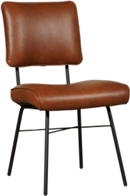 Cognac leren industriële design eetkamerstoel Solid - Granada leer Savannah (cognac leer)