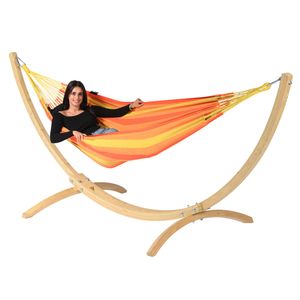 Hangmatset 1 Persoons Wood & Dream Orange - Colombiaanse - Oranje - 120 kg - Tropilex