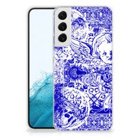 Silicone Back Case Samsung Galaxy S22 Plus Angel Skull Blauw - thumbnail