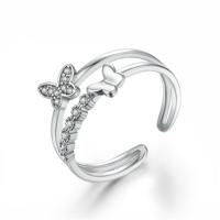 Vrouwenmode schattige vlinder vorm diamant opening ring (platina)