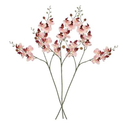 Kunstbloem Orchidee tak - 3x - lichtroze - 75 cm - Kunst zijdebloemen - siertakken