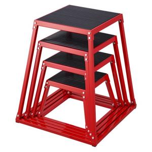 VEVOR 4-delige plyometrische springboxen, 305/458/609/762 mm plyometrische box rood, antislip fitnessoefening step-up boxset voor thuisfitnesstraining, conditionerende krachttraining, springtraining draagbaar