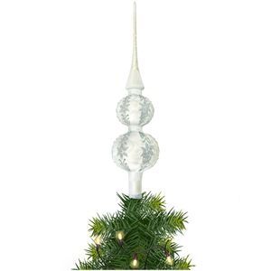 Kerst piek van glas zilver ijslak H30 cm