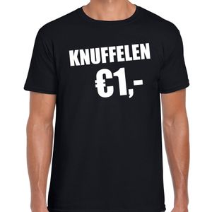 Fun t-shirt knuffelen 1 euro zwart voor heren