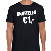 Fun t-shirt knuffelen 1 euro zwart voor heren - thumbnail