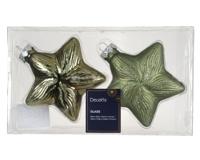 Ster glas L10b4h10 cm rosemarijn 2 st Decoris - Decoris