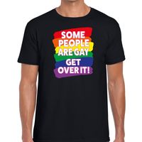 Some people are gay get over it - gay pride t-shirt zwart heren - thumbnail