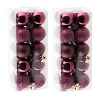 Cosy & Trendy Kerstballen - 40x - aubergine roze - kunststof - mat - glans - glitter - onbreekbaar