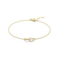 14k Gouden Armband met Hartjes - 16,5-18,5 cm Verstelbaar, 0,8 mm