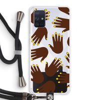 Hands dark: Samsung Galaxy A71 Transparant Hoesje met koord