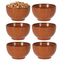 Serveer/chips schaaltje Fishbone - 6x - terra - 14 x 8 cm - keramiek - kommetjes - 680 ml