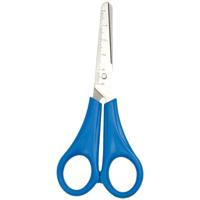 Schaar - blauw - kunststof - 13 cm - met liniaal - kinderschaar - knutselen