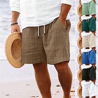 Voor heren Zomer korte broeken Strandshorts Casual korte broek Zak Trekkoord Elastische taille Effen Comfort Ademend Korte Feestdagen Vakantie Strand Hawaii Boho Zwart Wit Lightinthebox