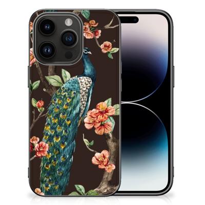 iPhone 15 Pro Dierenprint Telefoonhoesje Pauw met Bloemen