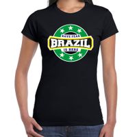 Have fear Brazil is here / Brazilie supporter t-shirt zwart voor dames - thumbnail