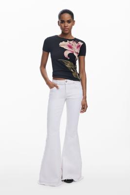 Geborduurde uitlopende jeans - WHITE - 44