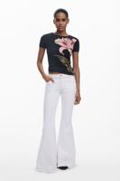 Geborduurde uitlopende jeans - WHITE - 44