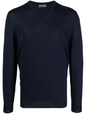 Drumohr pull en maille à col v - Bleu