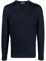 Drumohr pull en maille à col v - Bleu